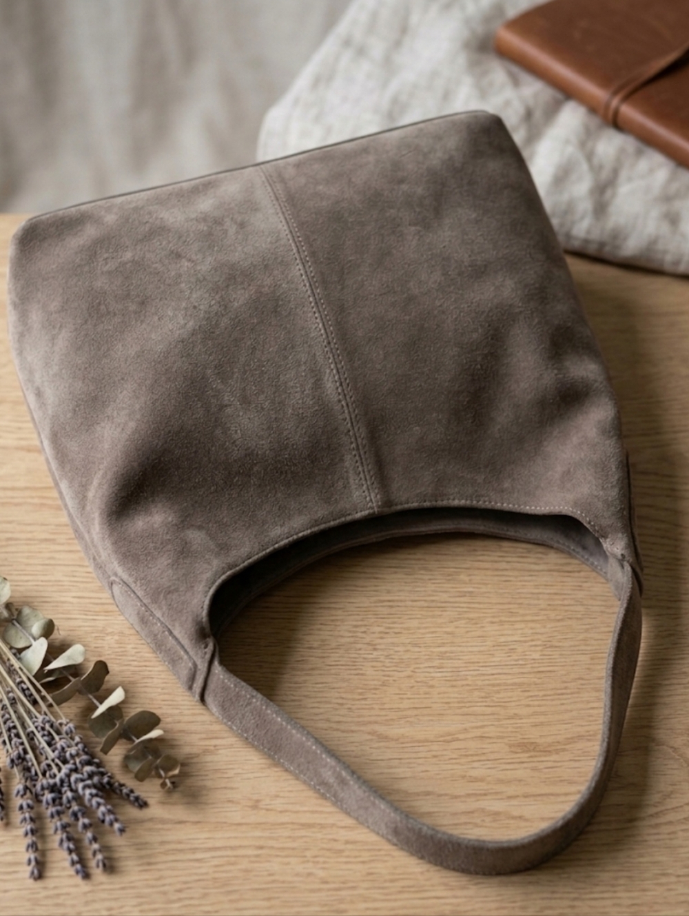 The Sak Suede Hobo Shoulder Bag in Taupe